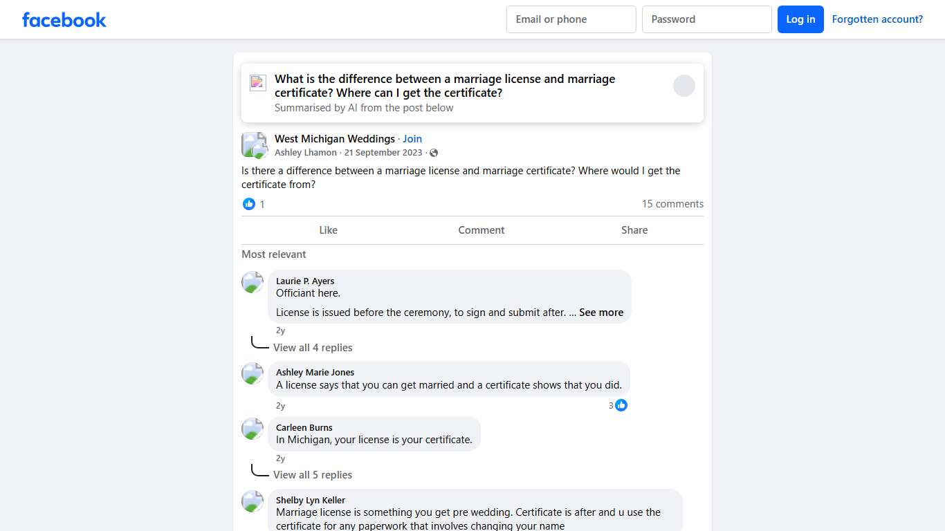 West Michigan Weddings Is there a difference between a marriage license and marriage certificate Facebook